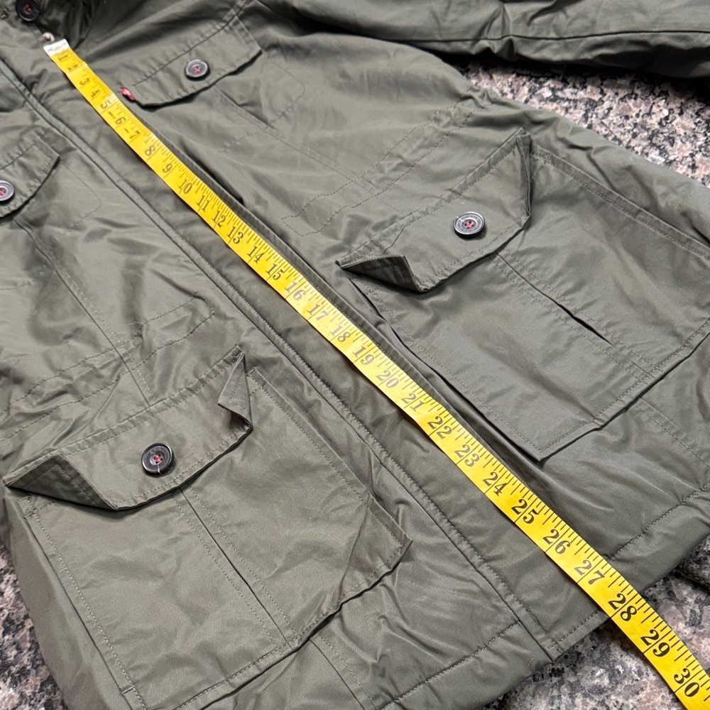 Levi's Women's Olive Utility Jacket with Faux Fur Trim EUC S - Picture 7 of 11